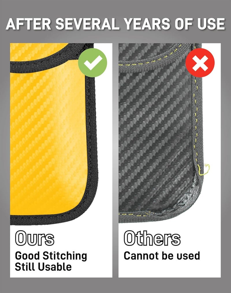 Vammcht Upgraded Faraday Bag for Key Fob (2 Pack), Premium Faraday Key Fob Protector– Car RFID Signal Blocking, Car Security Protection, Anti-Theft Pouch, Anti-Hacking Case Blocker Yellow - Image 5